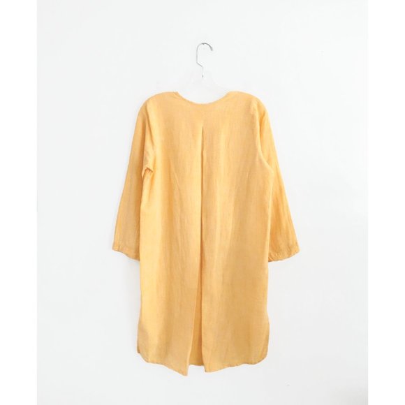 Humanoid Warm Yellow Linen Shift Dress est. Medium Large - Picture 2 of 8